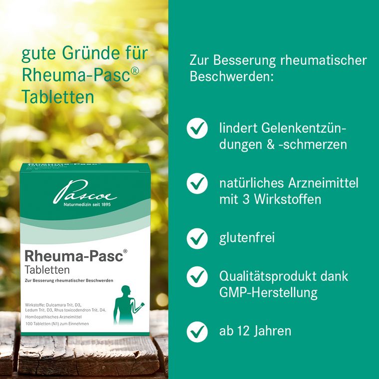 [Translate to Englisch:] Gute Gründe für Rheuma-Pasc Tabletten