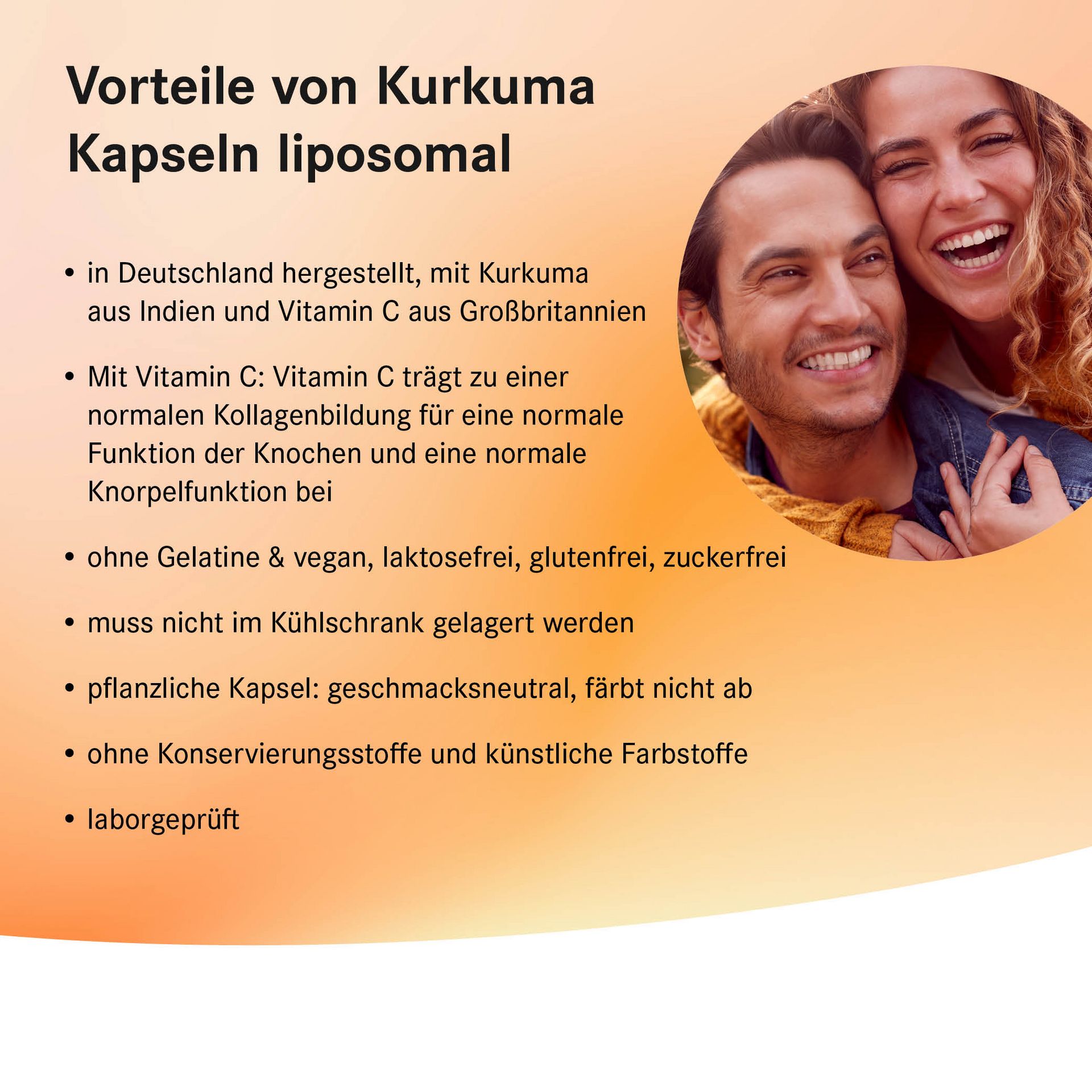 Auflistung der Vorteile von Kurkuma Kapseln liposomal mit KeyVisual