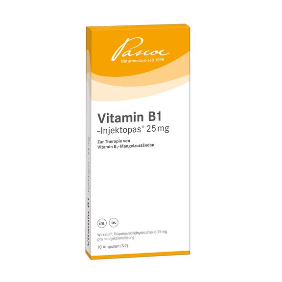 Vitamin B1-Injektopas 25 mg 10 x 1 ml Packshot PZN 03262404