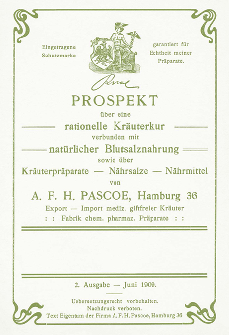 Prospekt von 1909 über Spezial-Kräutermischung Espekaëm